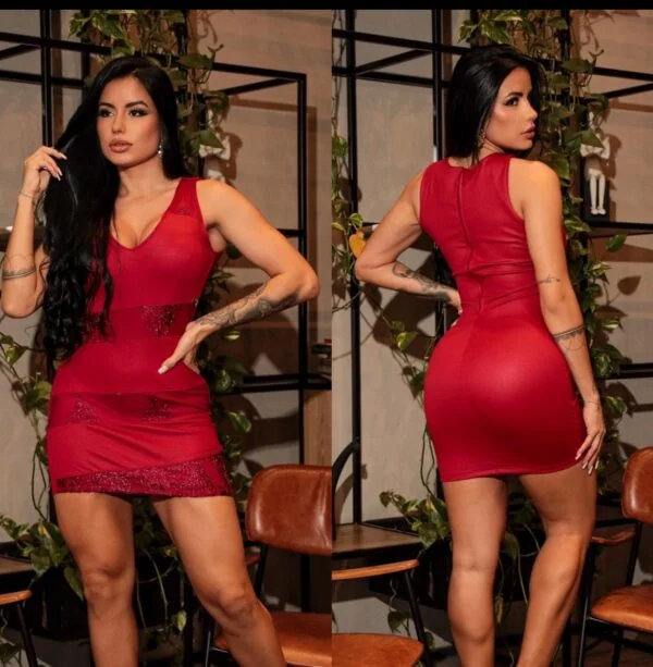 Vestido Vermelho-  Tule e Bordado - Image 11